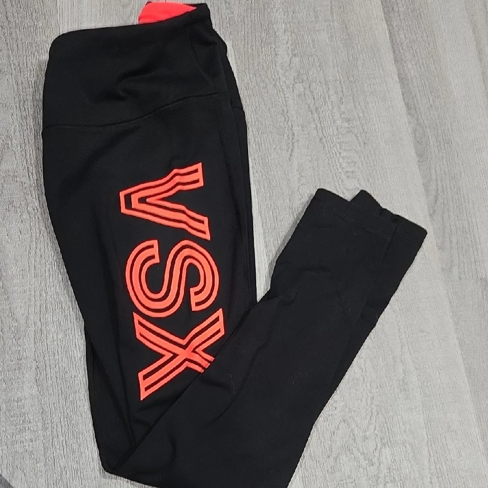 Victoria's secret sport Black Leggings with Bright Orange VSX Logo - Picture 7 of 7